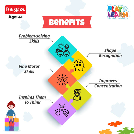 Play & Learn Funskool Vehicles Jigsaw Puzzle Game for Kids, 16x4 Pieces, Educational, Learning & Development, Fun Activity Toy for Childrens, Gift Set for Kid, Age 3+ Years