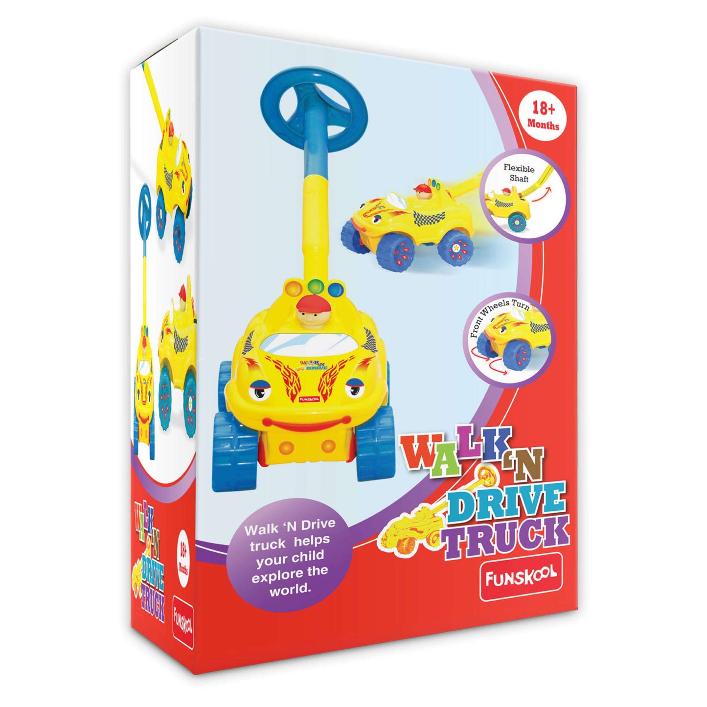 Giggles Funskool Walk N Drive Truck, Fun & Development Toy for Babies, Encourage Walking in Infants, Improve Balance & Coordination, Stimulate Senses, Multicolour, Gift Set for Kids, Ages 18+ Months