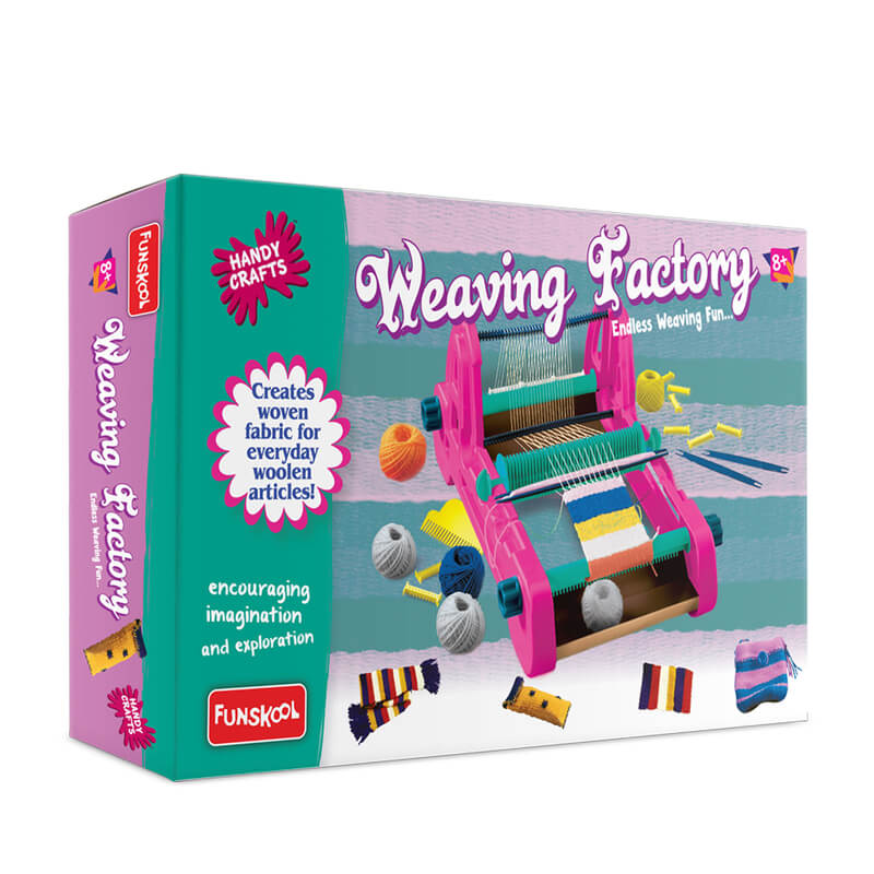 Handycrafts Funskool Weaving Factory, DIY Kit, Art and Craft Set for Kids, Creativity, Learning, Engaging Fun Activity for Childrens, Multicolour, Gift Set for Kids, Age 6+ Years