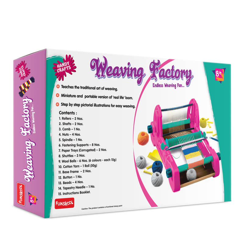 Handycrafts Funskool Weaving Factory, DIY Kit, Art and Craft Set for Kids, Creativity, Learning, Engaging Fun Activity for Childrens, Multicolour, Gift Set for Kids, Age 6+ Years