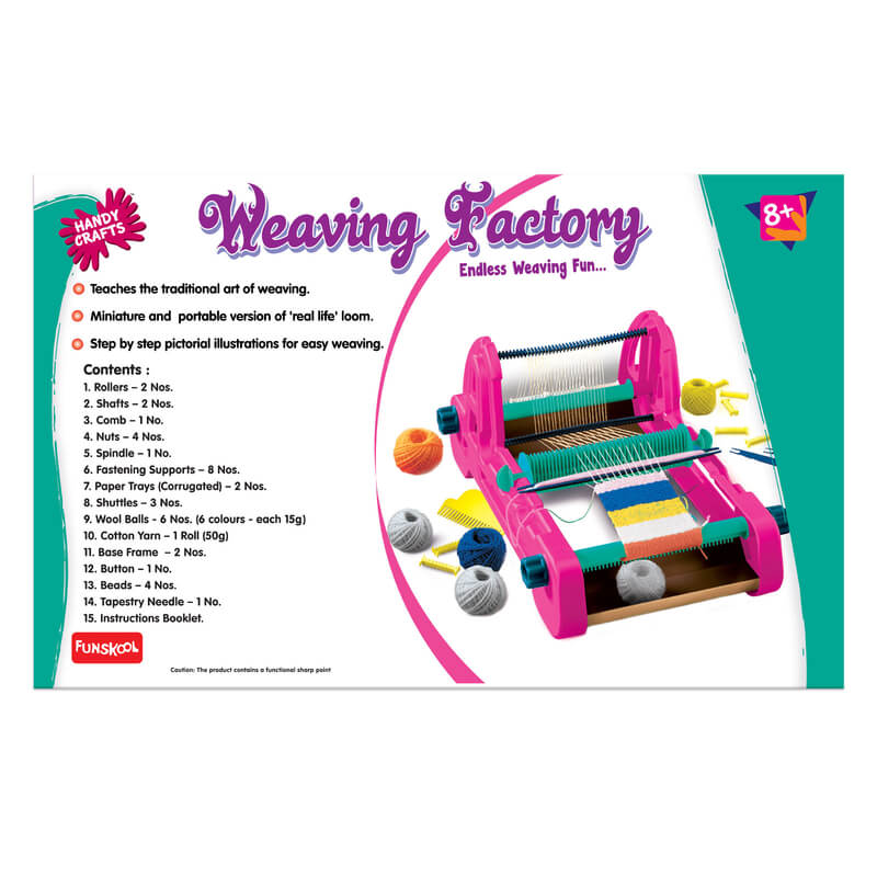 Handycrafts Funskool Weaving Factory, DIY Kit, Art and Craft Set for Kids, Creativity, Learning, Engaging Fun Activity for Childrens, Multicolour, Gift Set for Kids, Age 6+ Years
