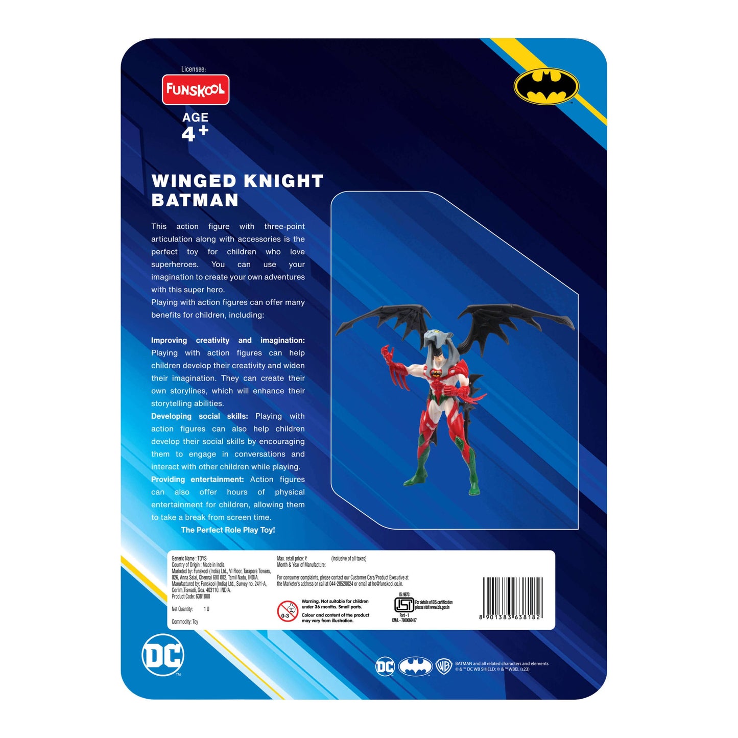Funskool-Winged Knight Batman,Classic Action Figures with Articulation,6 inches,Collectible,for 4 Year Old Kids and Above,Toy