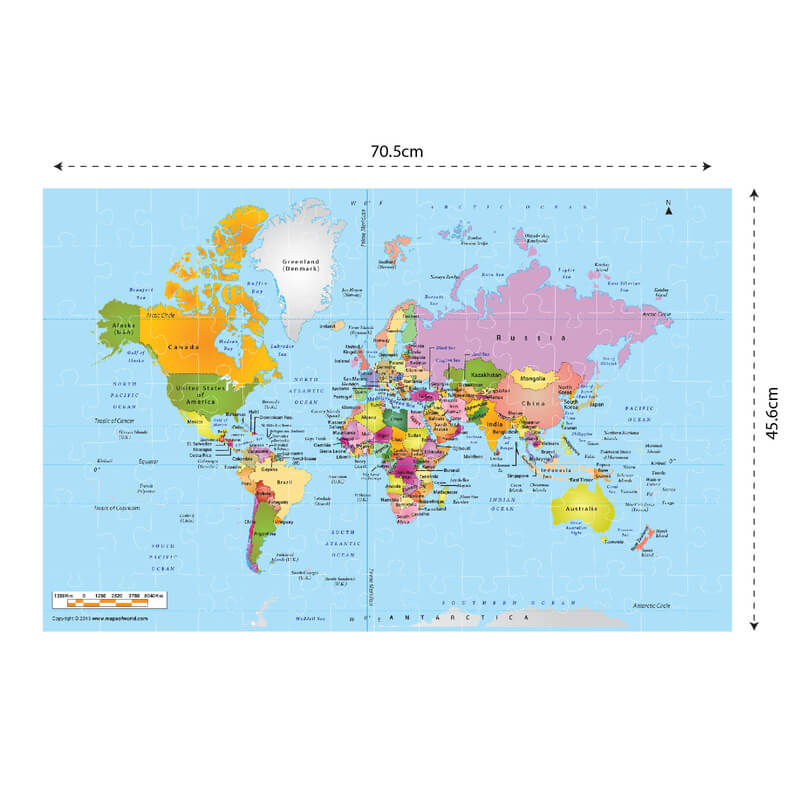 Play & Learn Funskool World Map, Jigsaw Puzzle Game for Kids, 105 Pieces, Educational, Learning & Development, Fun Activity Toy for Childrens, Gift Set for Kid, Age 6+ Years