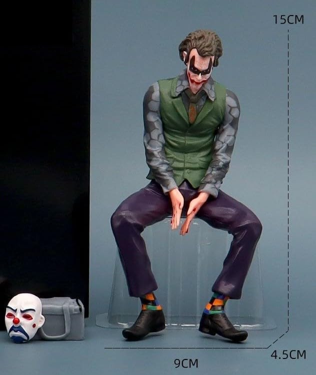 Joker Action Figure β Joaquin Phoenix Inspired Collectible Statue, 15cm Tall with Mask Accessory, Premium Vinyl Figurine with Gift Box β Dark Knight Villain Model Toy for Fans and Collectors