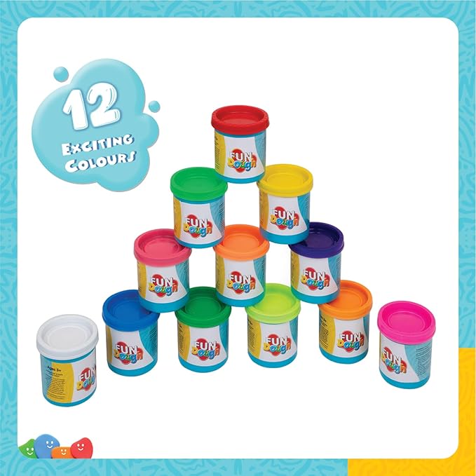 Funskool-Fundough Compound Box of Colours, 600gms, (12×50 GMS) Multicolour, Dough, Toy, Shaping, Sculpting, 3 Years