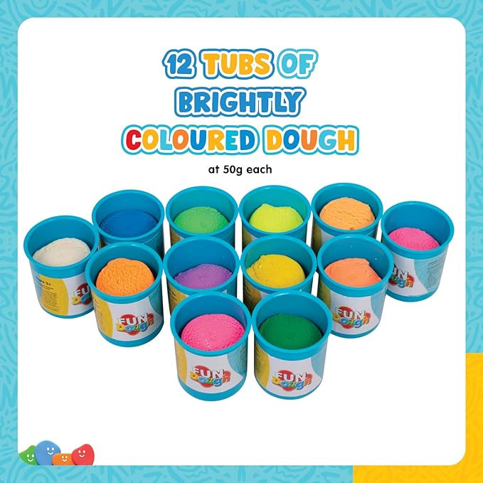 Funskool-Fundough Compound Box of Colours, 600gms, (12×50 GMS) Multicolour, Dough, Toy, Shaping, Sculpting, 3 Years