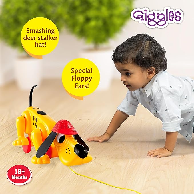 Giggles Funskool Pull Along Digger The Dog, Activity & Learning Toys for Babies, Toddlers, for Baby Boys & Girls, Encourage Walking, Improve Balance, Multicolour, Gift Set for Kids, Ages 12+ Months