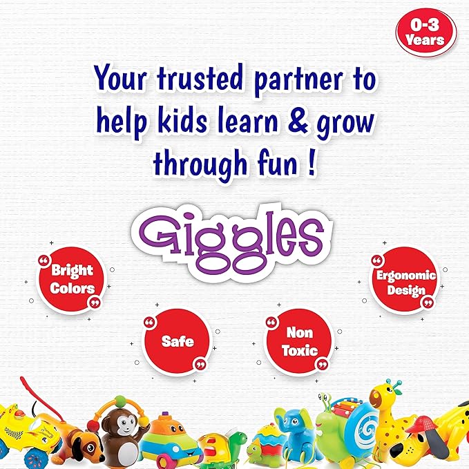 Giggles Funskool Pull Along Digger The Dog, Activity & Learning Toys for Babies, Toddlers, for Baby Boys & Girls, Encourage Walking, Improve Balance, Multicolour, Gift Set for Kids, Ages 12+ Months