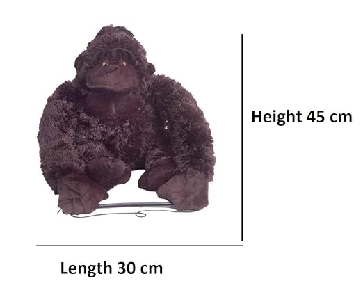 Gorilla Animal Plush Soft Toy for Kids, Black Color, Length 30 cm, Height 45 cm