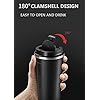 Urban Highs Hot Coffee Mug with Lid 510 ml | 18/8 Stainless Steel Insulated Tea Cup - Travel Friendly Leak Proof Tumbler - Unspillable or Spill Free Design Flask with Sipper Lid, Black