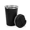 Urban Highs Hot Coffee Mug with Lid 510 ml | 18/8 Stainless Steel Insulated Tea Cup - Travel Friendly Leak Proof Tumbler - Unspillable or Spill Free Design Flask with Sipper Lid, Black