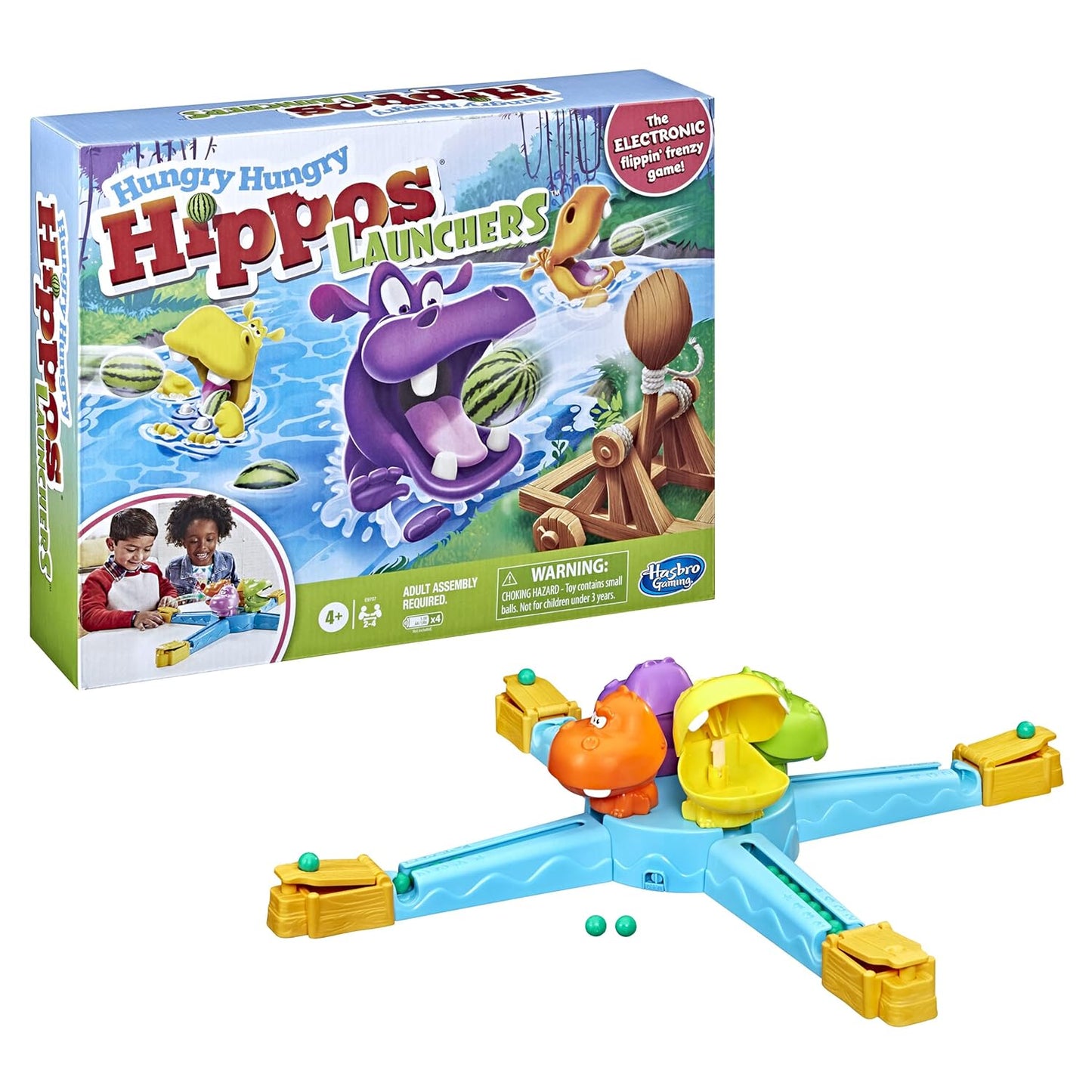 Hungry Hungry Hippos Launchers Game For Kids Ages 4 And Up, Electronic Preschool Game For 2-4 Players