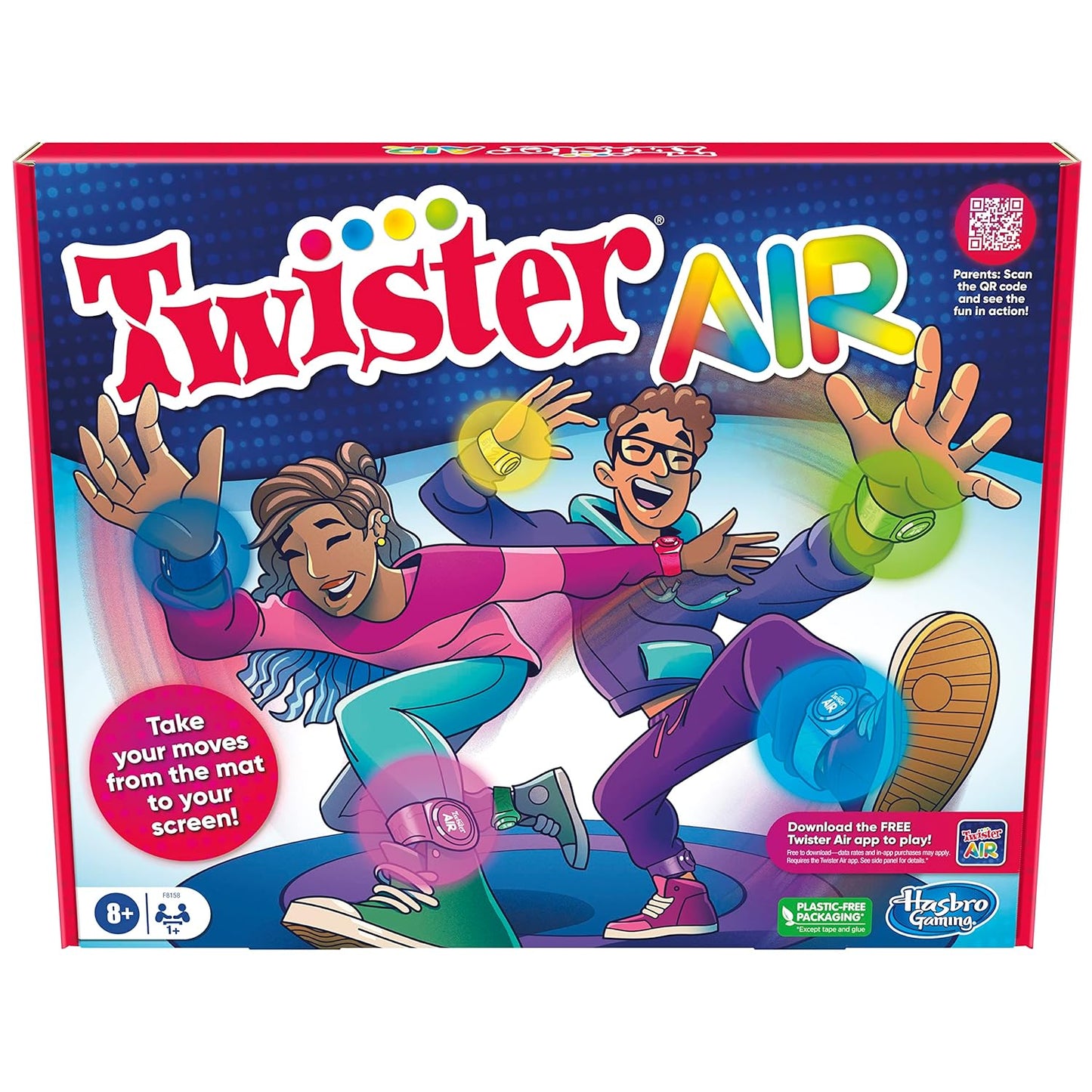 Hasbro Gaming Twister Air Game, AR App Play Game with Wrist and Ankle Bands, 8Y+