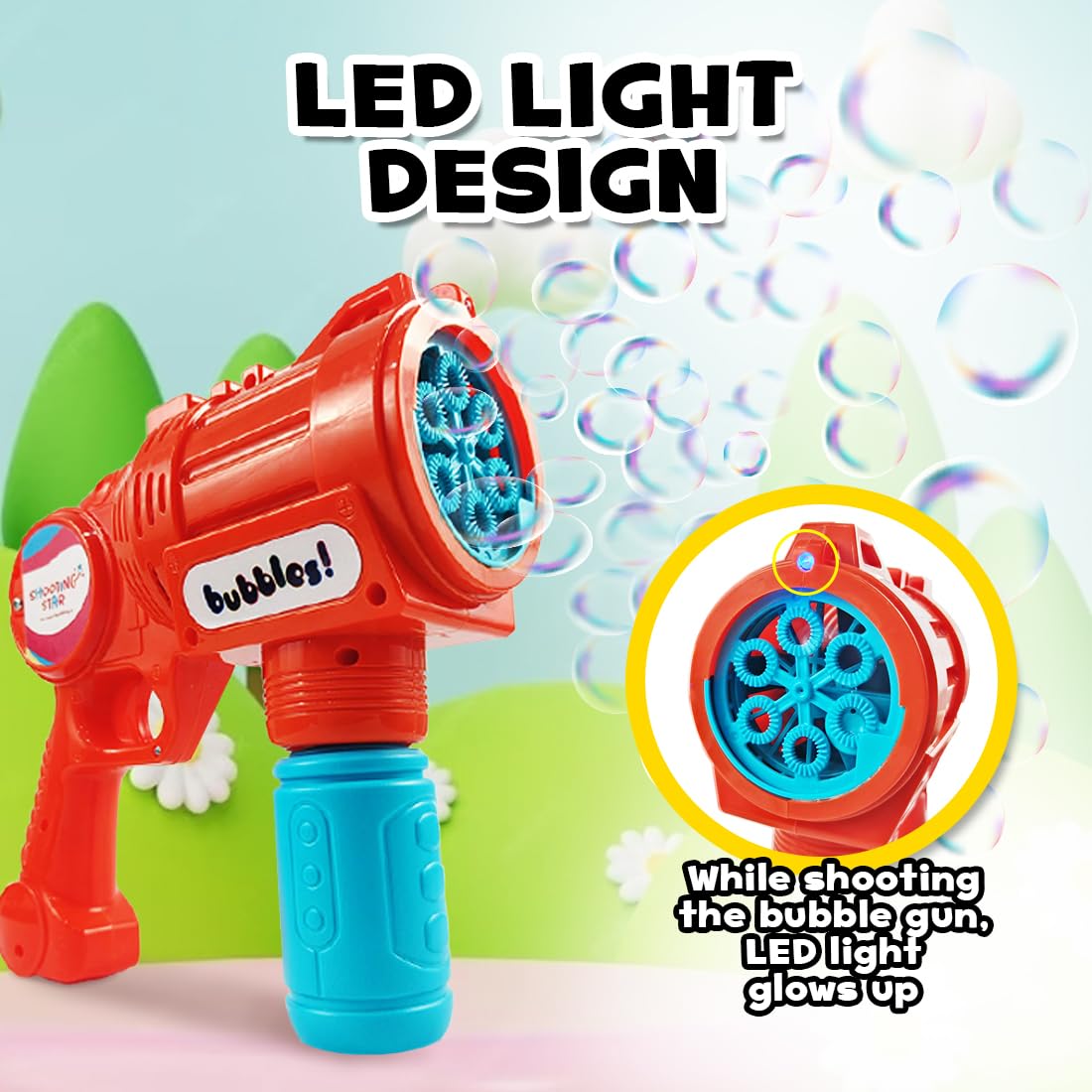 Rowan Bubble Blaster with Solution Bottle, Orange, 3Y+