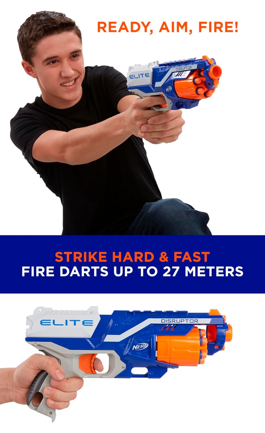 Nerf Disruptor Elite Blaster Toy for Kids 8Y+, Multicolour