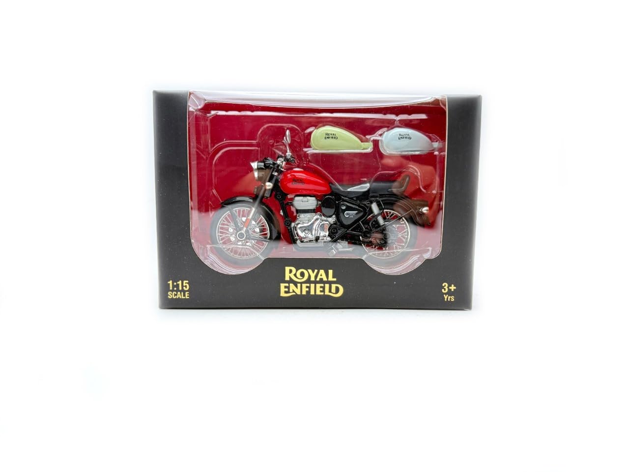 CENTY Toys Royal Enfield 1:15 Scale Diecast Motorcycle Model Toy, Pull Back Action, Bullet Bike Detacheble Parts with 3 Colored Fuel Tank, Miniature Replica for Collectors & Kids Age 3+ Years