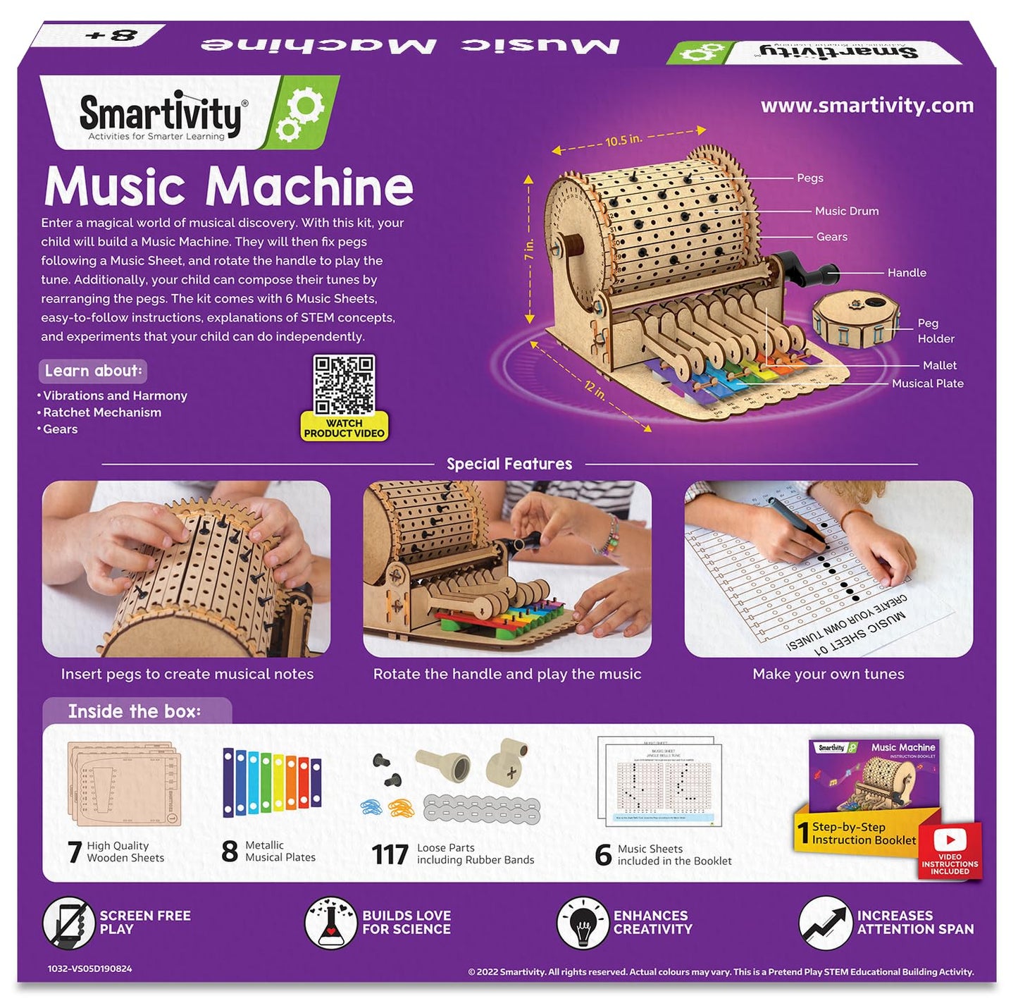 Smartivity DIY Music Machine Toy for Kids 8-9-10-11-12-13-14 Years Old I Create Your own Music with 7 Preset Songs - Jingle Bells, Happy Birthday & More I Christmas, Birthday Gift for Girls & Boys