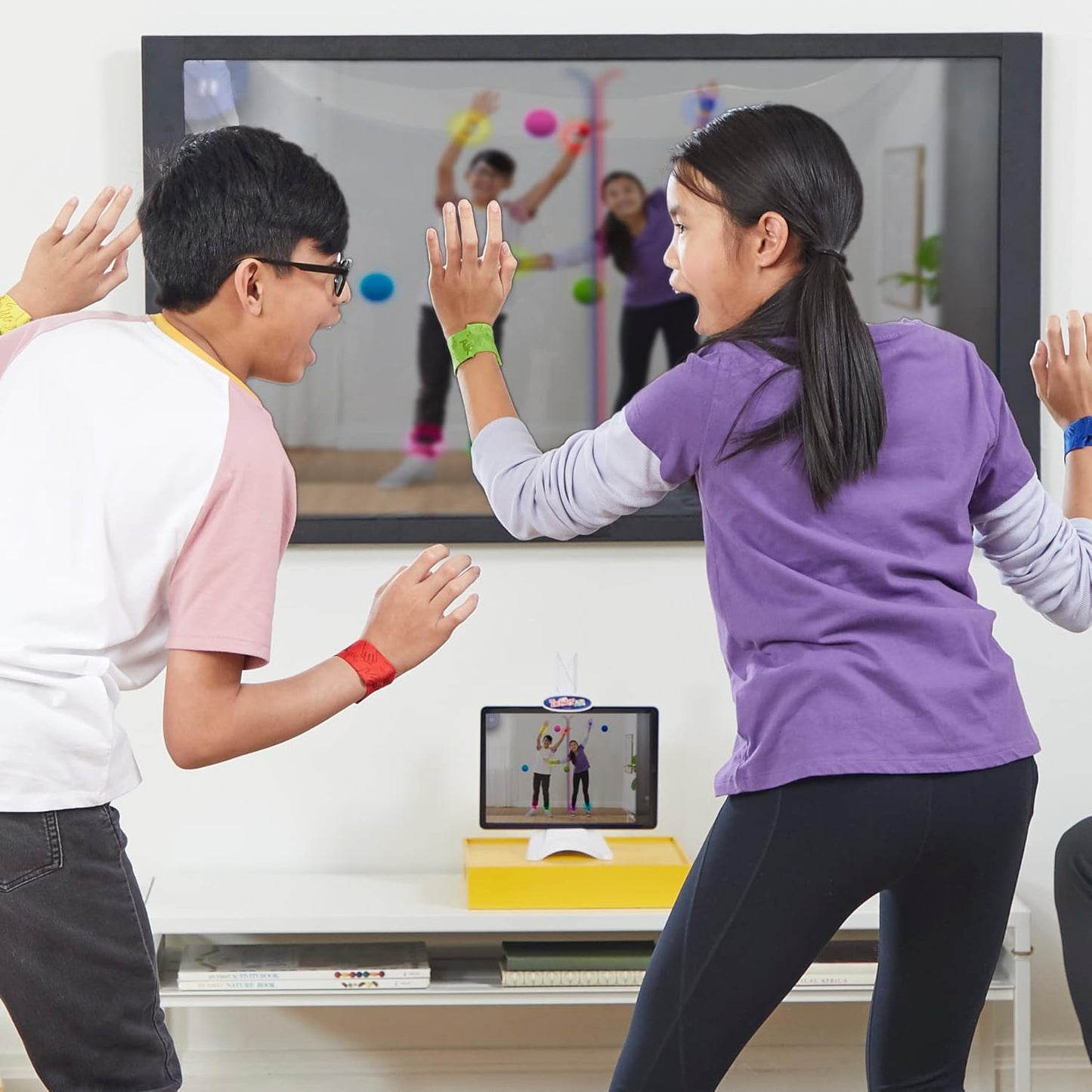 Hasbro Gaming Twister Air Game, AR App Play Game with Wrist and Ankle Bands, 8Y+