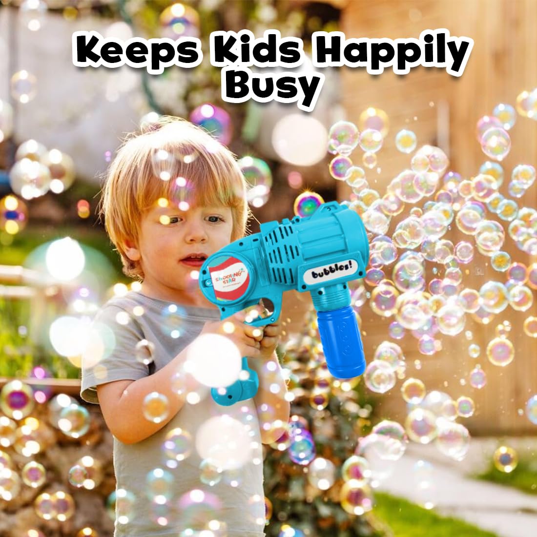Rowan Bubble Blaster with Solution Bottle, Blue, 3Y+