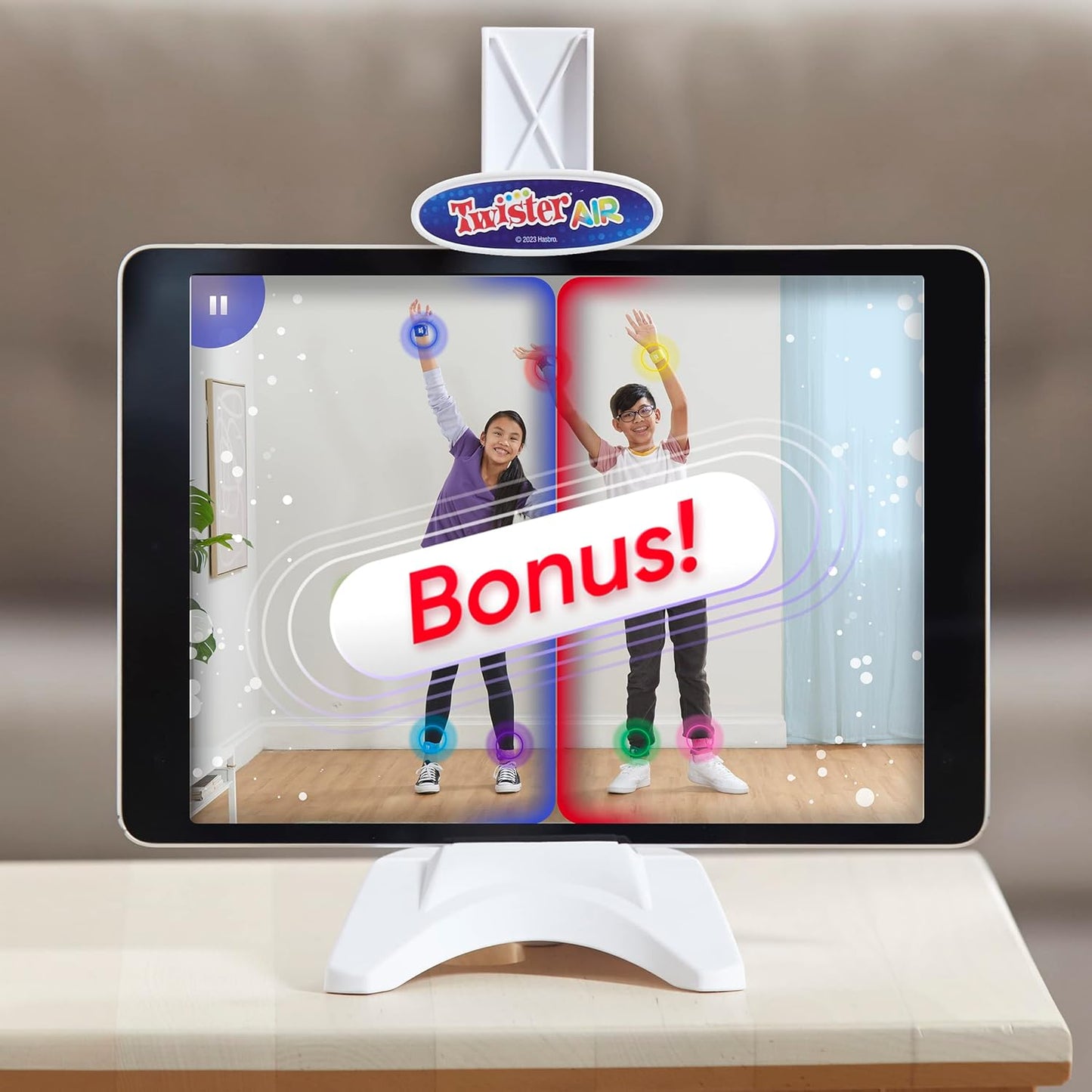 Hasbro Gaming Twister Air Game, AR App Play Game with Wrist and Ankle Bands, 8Y+