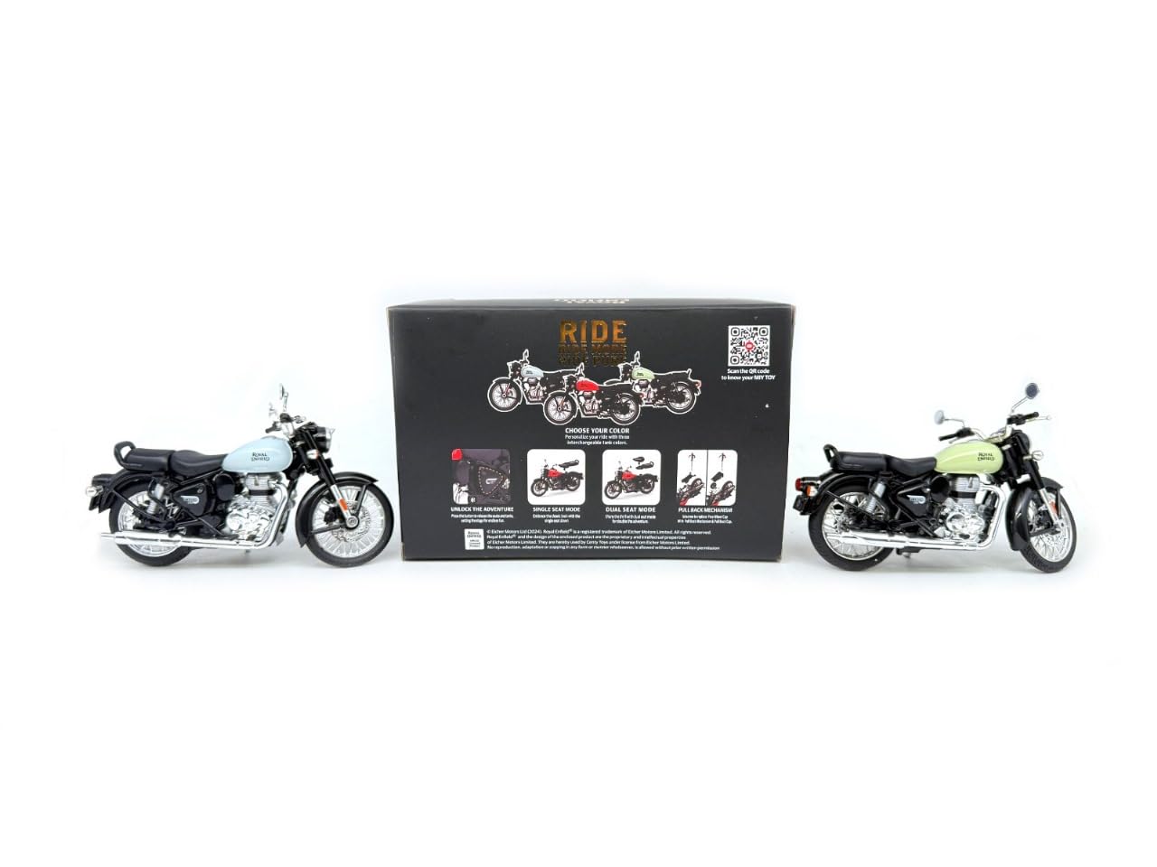 CENTY Toys Royal Enfield 1:15 Scale Diecast Motorcycle Model Toy, Pull Back Action, Bullet Bike Detacheble Parts with 3 Colored Fuel Tank, Miniature Replica for Collectors & Kids Age 3+ Years