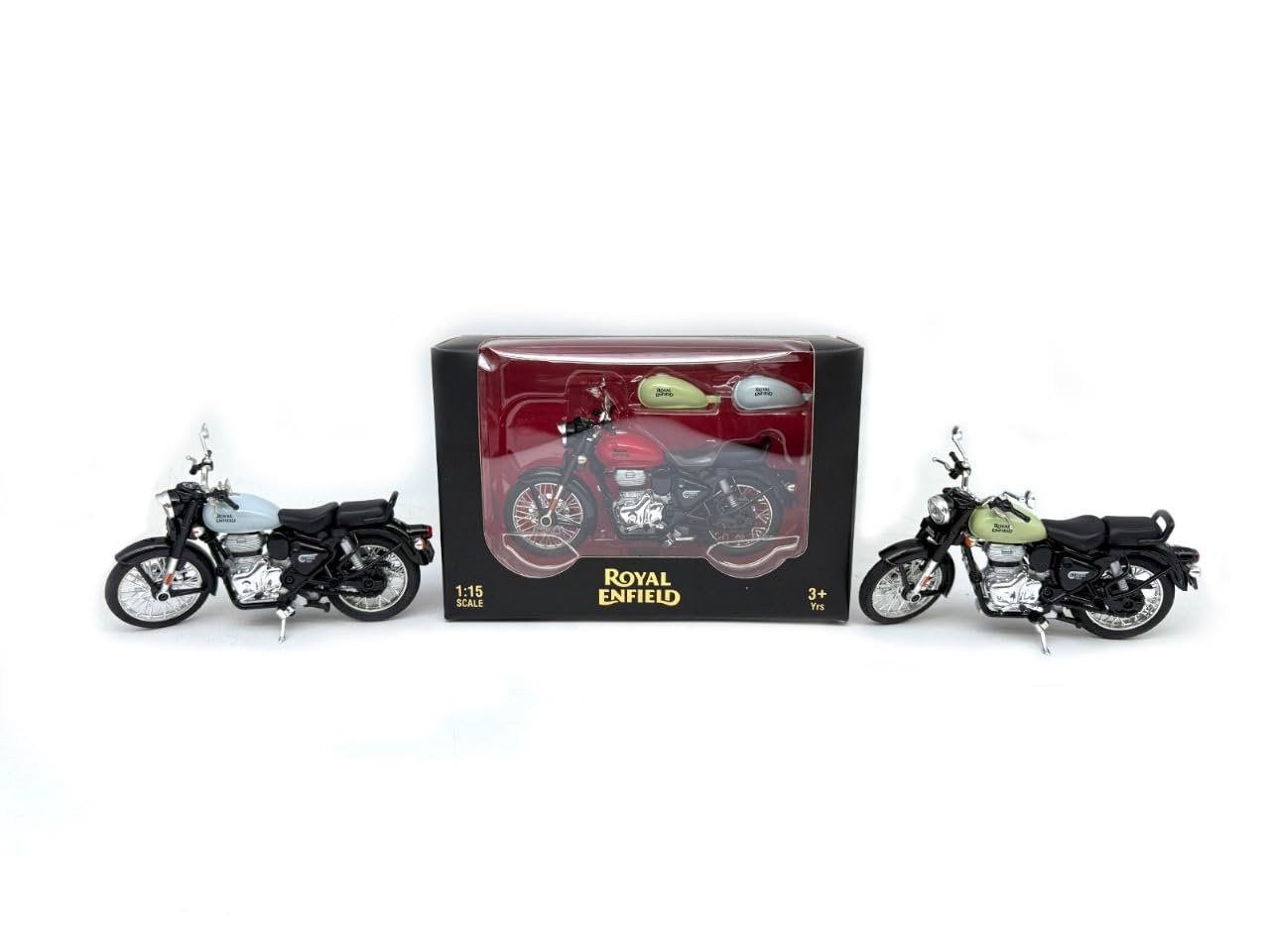 CENTY Toys Royal Enfield 1:15 Scale Diecast Motorcycle Model Toy, Pull Back Action, Bullet Bike Detacheble Parts with 3 Colored Fuel Tank, Miniature Replica for Collectors & Kids Age 3+ Years