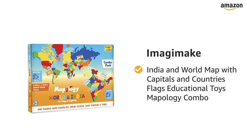 Imagimake: Mapology India and World Maps with Capitals - Learn Capitals and Country Flags - Educational Toy for Kids Above 5 Years, Multicolor