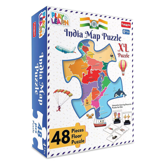 Funskool - Play & Learn -India Map 3 Feet Large Size,Educational,48 Pieces,Puzzle,for 3 Year Old Kids and Above,Toy