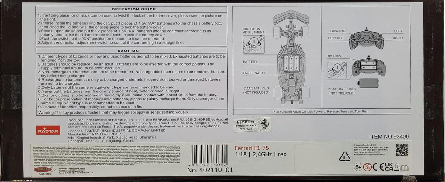 JAMARA Ferrari F1-75 1:18 2.4GHz 2.4GHz Multiplayer Officially Licensed Faithful Original Painting RC Car Red