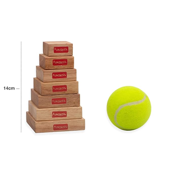 Funskool Games Lagori | The Traditional Outdoor Games of India | Classic Seven Stones Game | Premium Wood Blocks and Ball Included | Kids and Family | 2 Teams | 6 & Above (Multicolor)