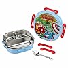 SKi Homeware Baker Insulated 3 Grid Bento Lunch Box With Stainless Steel Inner And A Steel Spoon- Avg, 450Ml