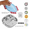 SKi Homeware Baker Insulated 3 Grid Bento Lunch Box With Stainless Steel Inner And A Steel Spoon- Avg, 450Ml