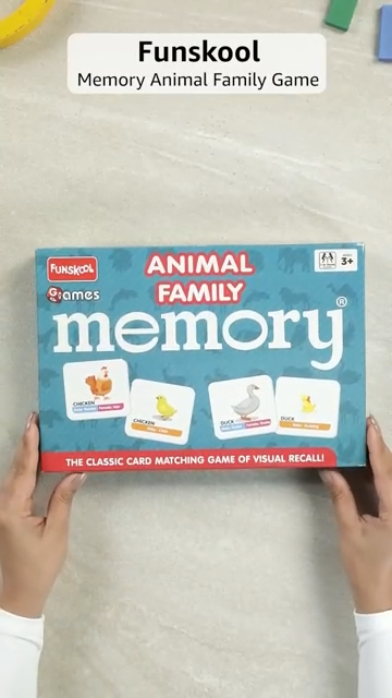 Funskool Games Memory Animal Family, Educational matching picture game for children, kids & family, 1 - 4 players, Ages 5 and above