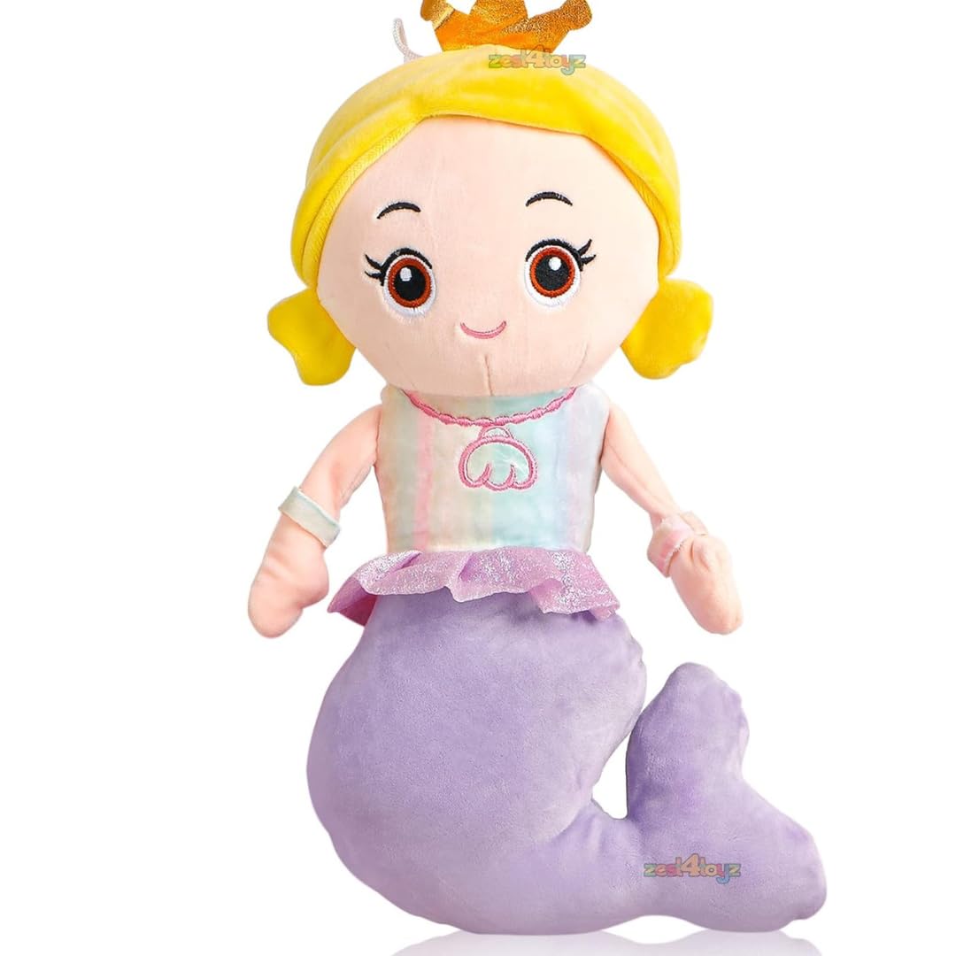 TOYZEELAND Shiva Mermaid Princess Doll Super Soft Toys for Girls (Doll 75 Cm Purple) Mermaid Princess � 75 cm Plush Soft Toy for Girls � Pink Stuffed Toy with Tail, Crown Soft Toys