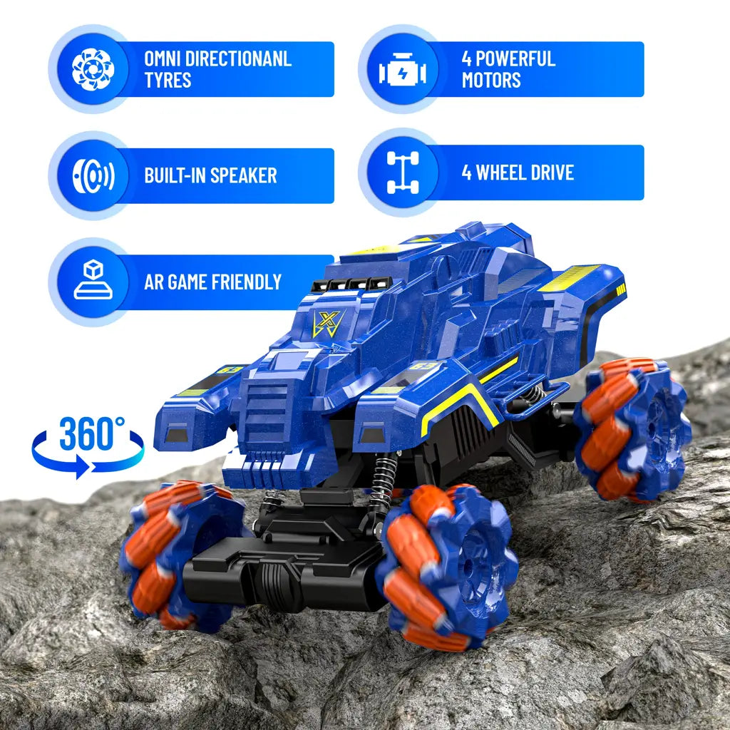 Mirana Watch Drifter 4WD 4x4 RC Car Toy for Kids - Gesture Remote & App Controlled High Speed Vehicle - 360° Rotation Monster Truck - Type-C USB Rechargeable - for Boys & Girls 3 to 10 Years (Red)