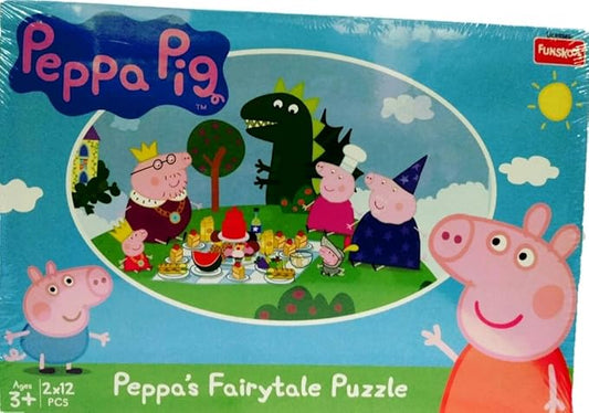 Funskool-Peppa Pig Fairy Tale 2In1,Educational,2x12 Pieces,Puzzle,for 3 Year Old Kids and Above,Toy