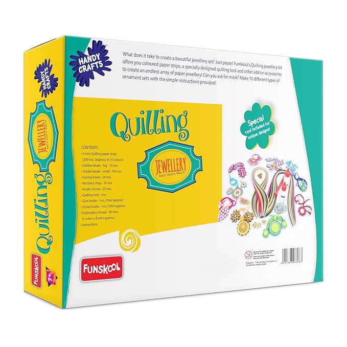Handy Crafts Funskool Quilling Jewellery, Art and Craft Kit, Paper Craft Kit, Art and Craft Kit, DIY Kit, Ages 8 Years and Above, Multicolour