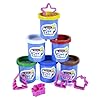 SKOODLE Dough Star Gala Pack 300gm, 5 Cutter Moulds & 6 Neon Shades of Non-Toxic Modelling Clay Dough for Kids, Creative Art & Craft Gift for Children 3 Years and Up