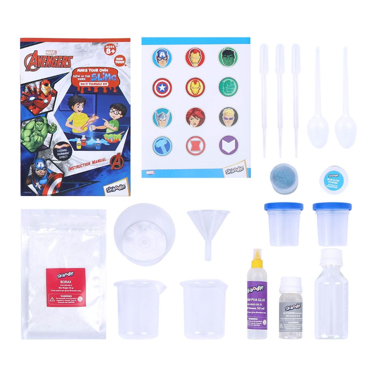 SKOODLE Avengers - Make Your Own GITD Cosmic Shimmer Slime, Educational DIY Activity Toy Kit for Ages 8+, Creative Learning Games for Growing Children