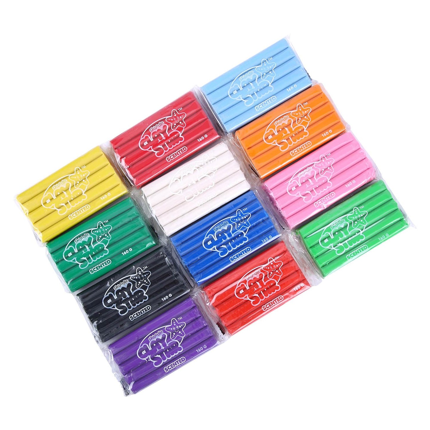 SKOODLE Clay Star, Set of 12 Multicolor Reusable & Non Toxic Clays for Kids (160 GMS Each) Never-Dries, Never-Hardens, Creative Art Crafts Gift for Kids, for 3+ Years