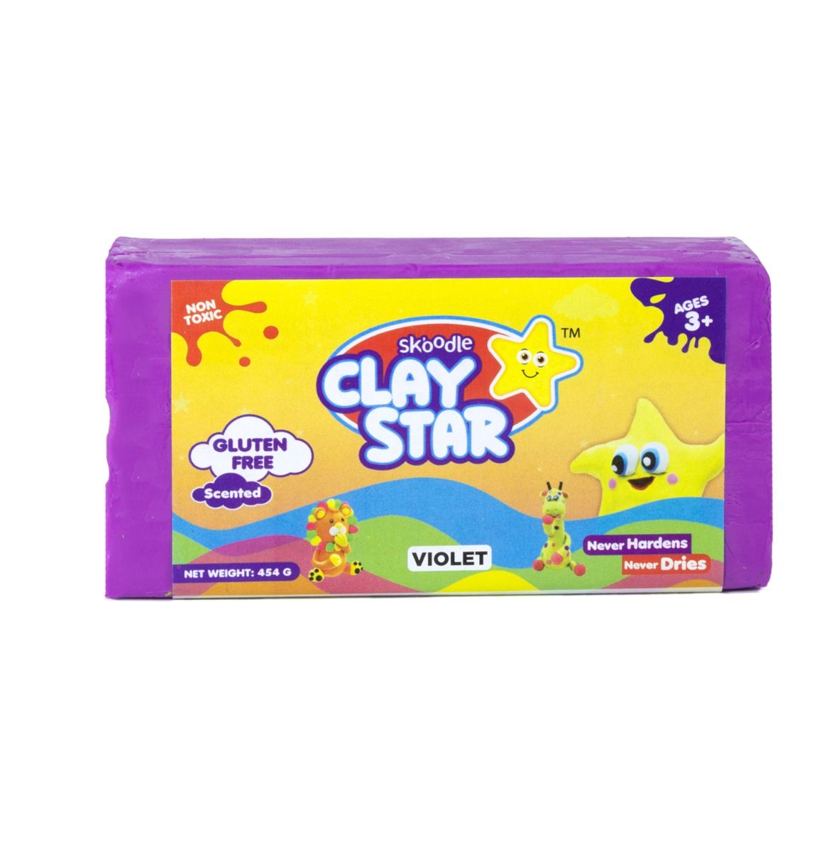 Skoodle Clay Star, Violet Bar (454gm) for Modelling & Sculpting, Scented Non-Toxic Clay for 3+ Years, Gift for Kids