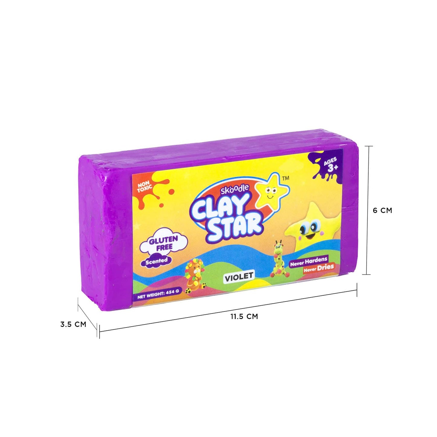 Skoodle Clay Star, Violet Bar (454gm) for Modelling & Sculpting, Scented Non-Toxic Clay for 3+ Years, Gift for Kids