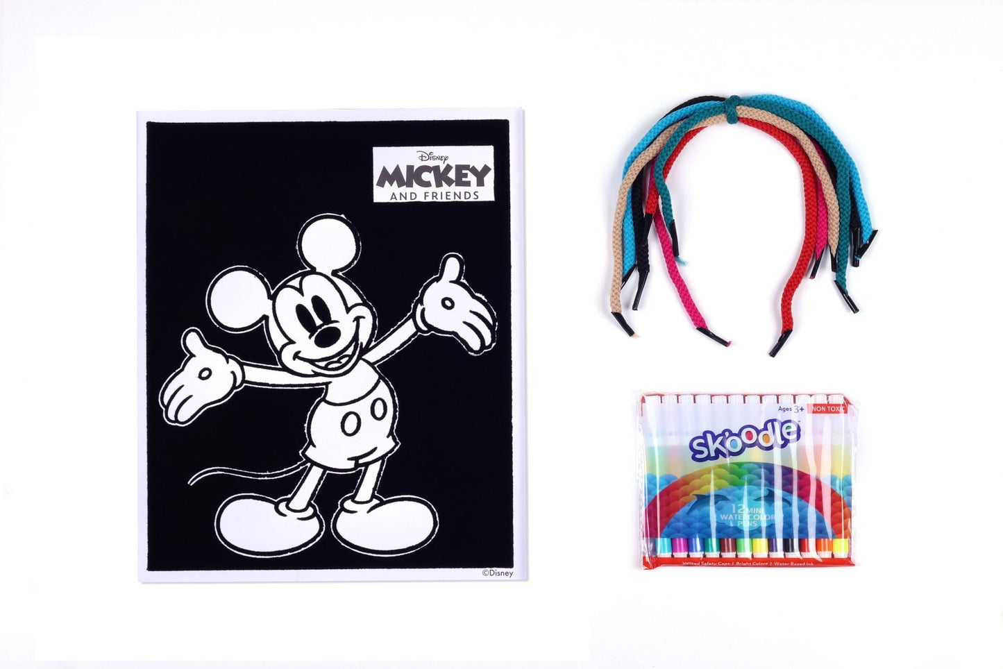Disney Junior Mickey Silhouette Art with Strings, Colouring Charts with Sketch Pens, Set of Sketch Pens, Birthday Gift for 3+