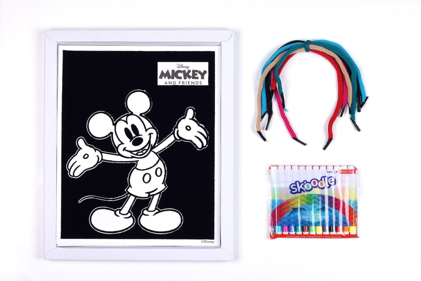 Disney Junior Mickey Silhouette Art with Strings, Colouring Charts with Sketch Pens, Set of Sketch Pens, Birthday Gift for 3+