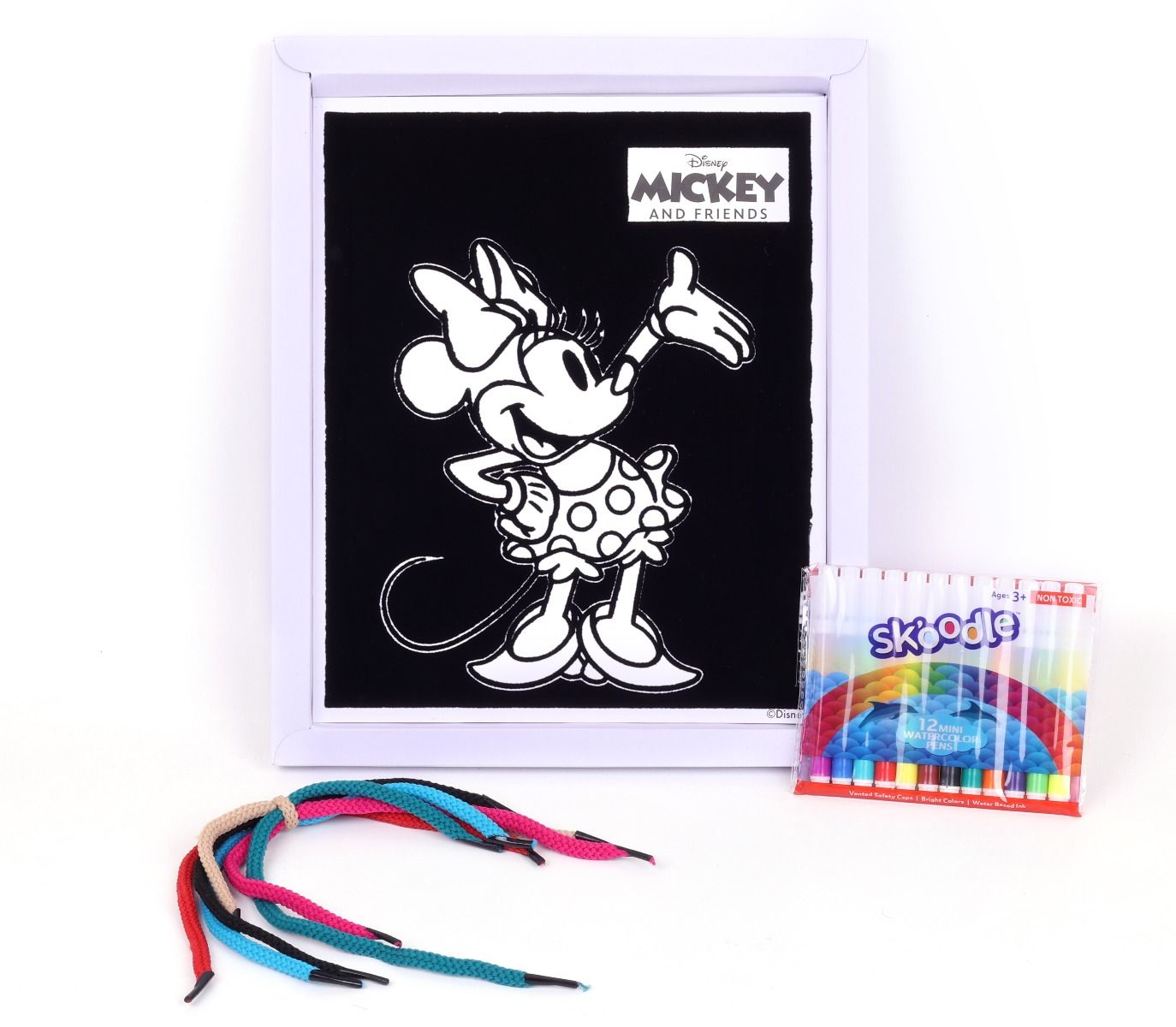 Disney Junior Mickey Silhouette Art with Strings, Colouring Charts with Sketch Pens, Set of Sketch Pens, Birthday Gift for 3+