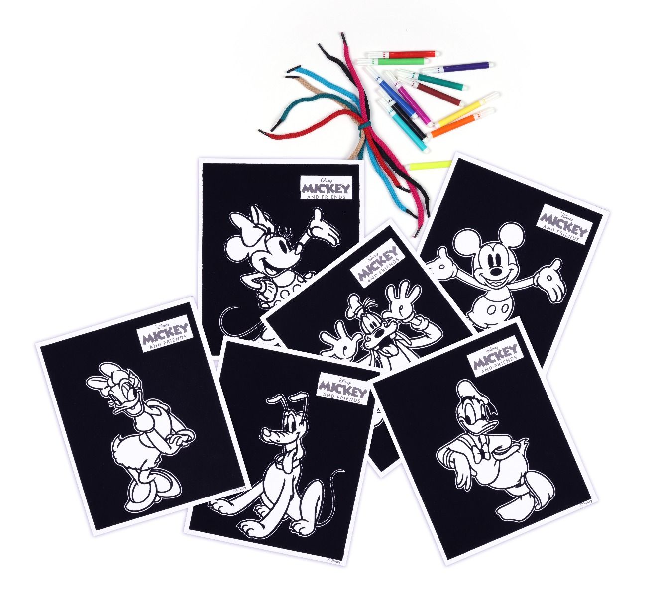 Disney Junior Mickey Silhouette Art with Strings, Colouring Charts with Sketch Pens, Set of Sketch Pens, Birthday Gift for 3+