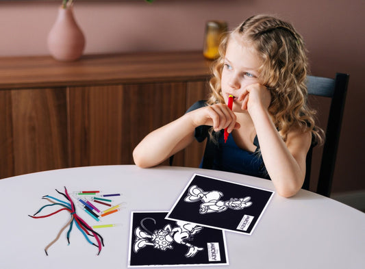 Disney Junior Mickey Silhouette Art with Strings, Colouring Charts with Sketch Pens, Set of Sketch Pens, Birthday Gift for 3+