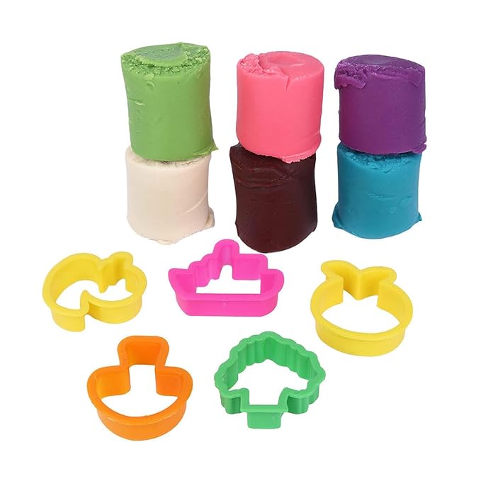 SKOODLE Dough Star Classic Gala Pack, 5 Cutter Moulds & 6 Multicolor of Non-Toxic Modelling Clay Dough for Kids, Creative Art & Craft Gift for Children 3 Years and Up