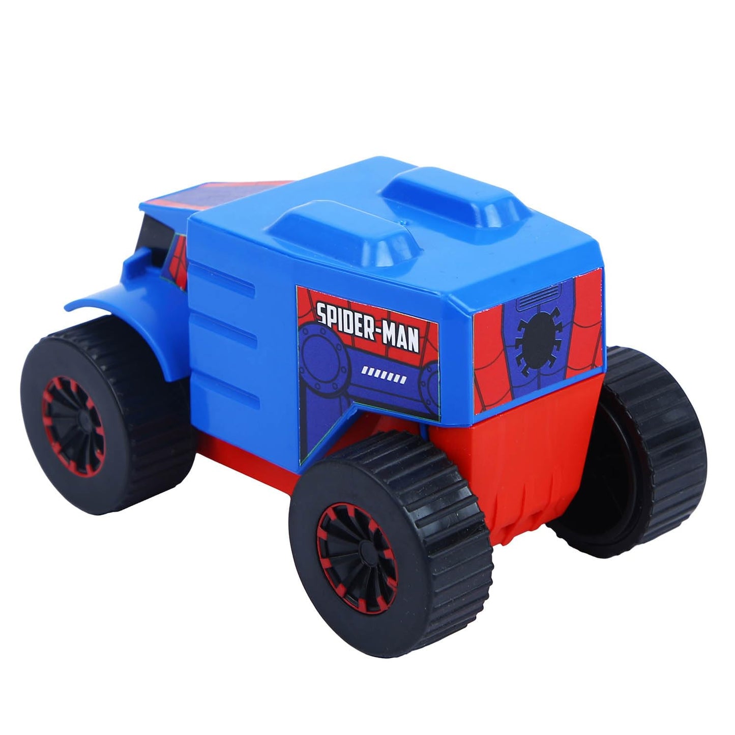 SKOODLE Kid Marvel Pull-Back Monster Truck - Spiderman Edition, Marvel Inspired Toy Bikes with Sturdy and Long-Lasting Construction, Enhances Motor Skills and Fun Vehicle Toy for Gifting - Blue & Red