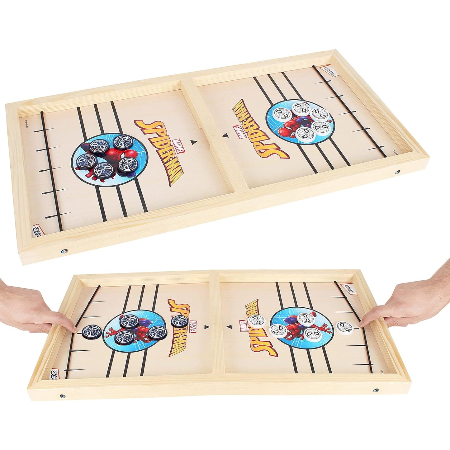 Skoodle Avengers Sling Puck Game Board String Hockey Toy (Spider Man) Portable Table Interactive Board Game for Kids & Adults, Desktop Board Game for All Age Group